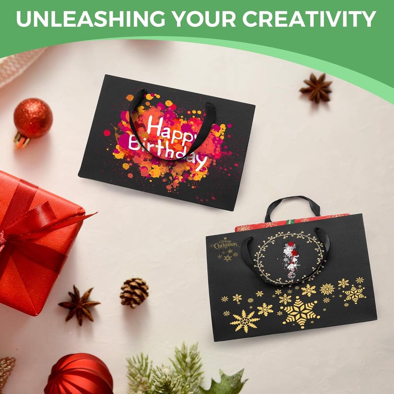 MOXARYSU Medium Large Black Gift Bags: 12.6x4x8.7 Inch 5pcs Black Paper Bags Bulk For Party Shopping Birthday Wedding (ML,5) - Image 5